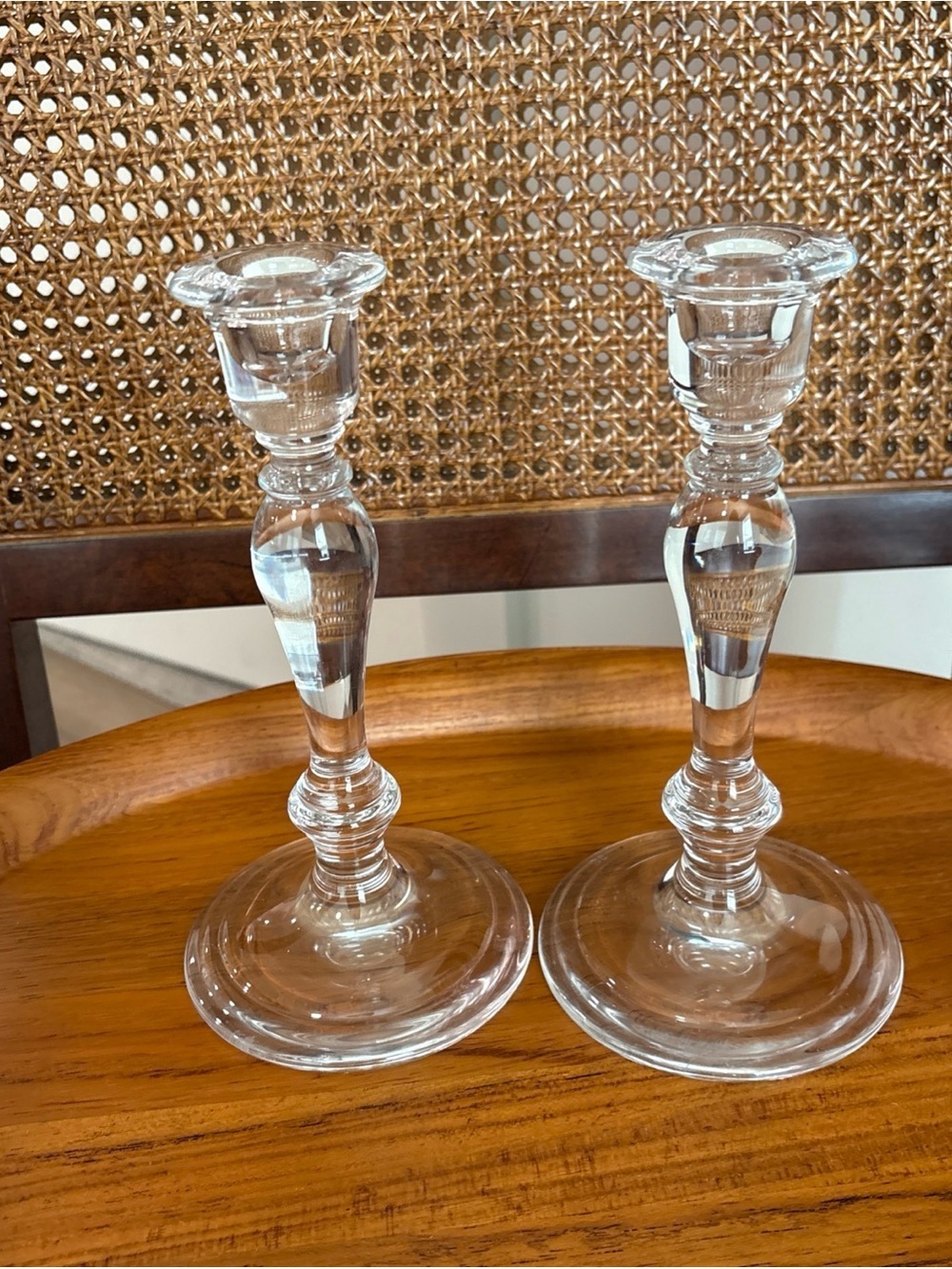 Tiffany & Company Crystal Candlesticks (2) 8 1/4” Tall—Dining—Elegant—BEAUTIFUL